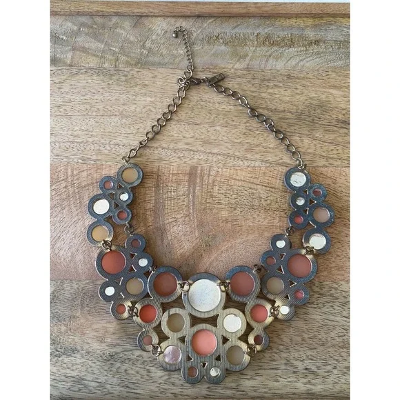 INC Statement Necklace In Pink Yellow And Gold Stones - Picture 4 of 5